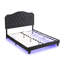 Button Velvet Upholstered Bed - Queen Stable Wood Frame Black Led Lights Simple Assembly Exceptionality Easy Quality-1556533087