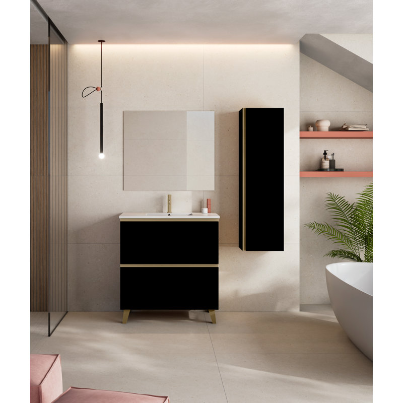 Coiffeuse Bathroon, 24", Noir, Doré