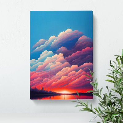 Watercolour City Skyline Clouds No.3 - Wrapped Canvas Painting