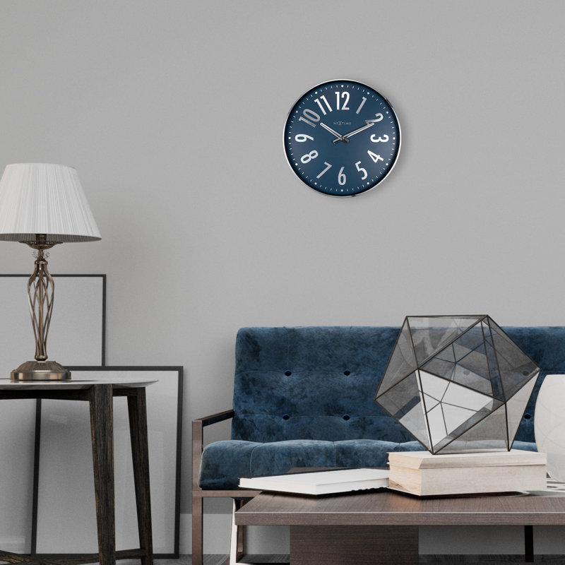 Metal Wall Clock, Blue/Silver