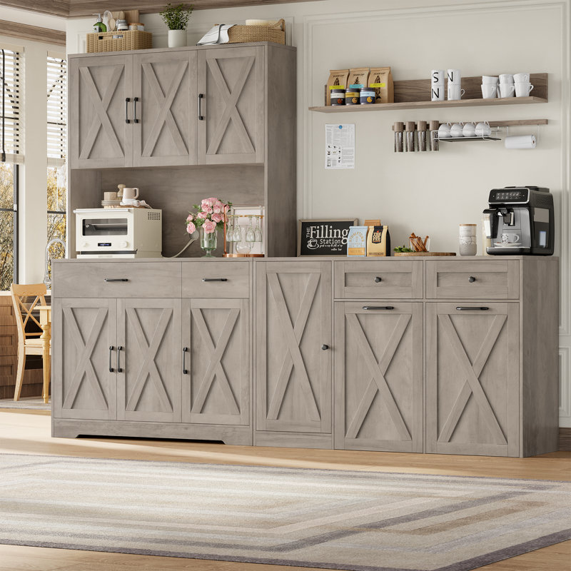 Ensemble de 2 armoires de cuisine et armoire à ordures basculante