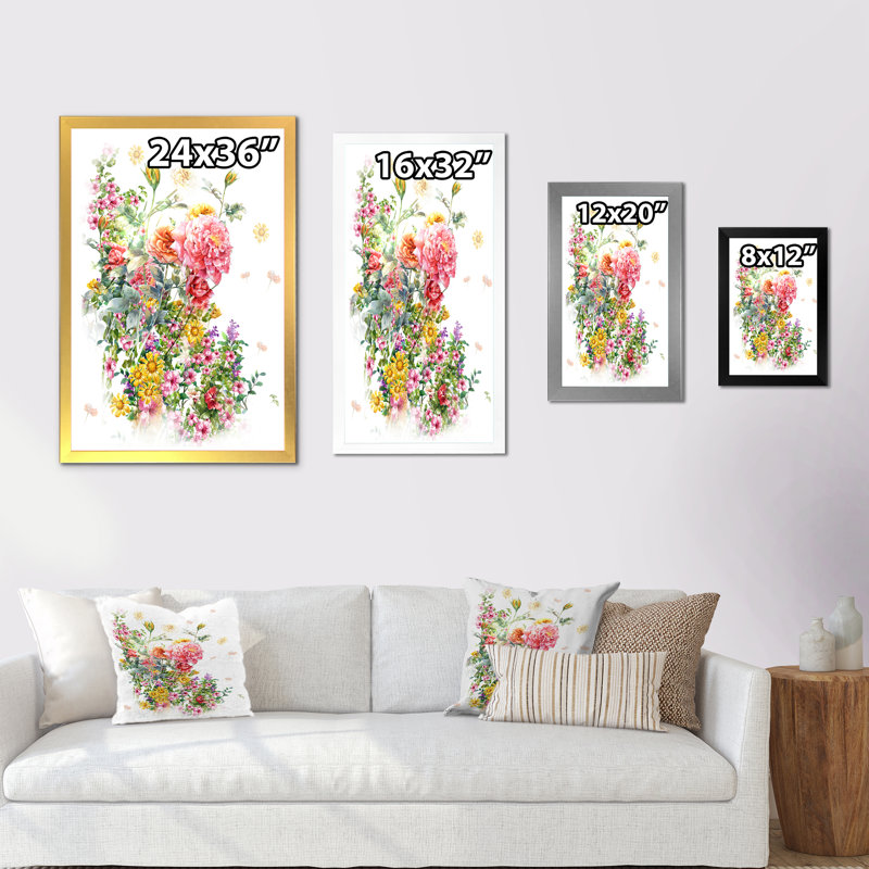 Red Blooming Poppies III - œuvre d'art traditionnelle sur toile, Cadre photo noir, H 20 po x l 12 po x P 1 po