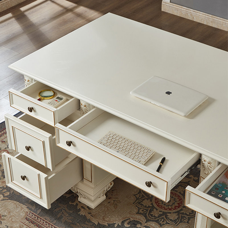 Bureau de luxe sculpté de style français, H 30,71 po x l 70,87 po x P 35,43 po