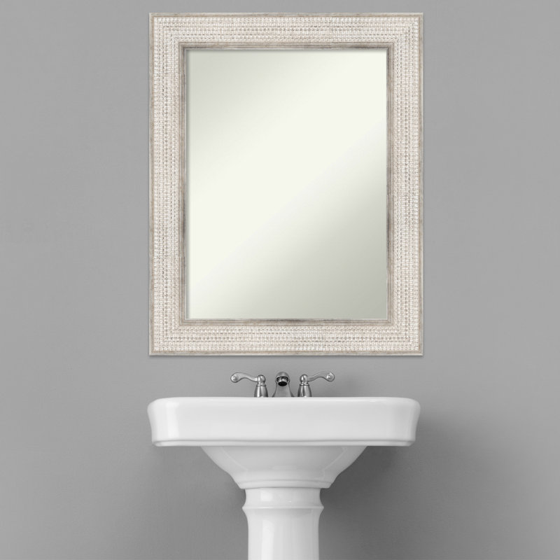 Trellis Silver Wood 30" x 24" Rectangular Wall Mirror