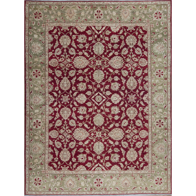 Peshawar Collection One-of-a-Kind 10197 9.1 X 12.2 Rectangle Wool Area Rug in Green and Red