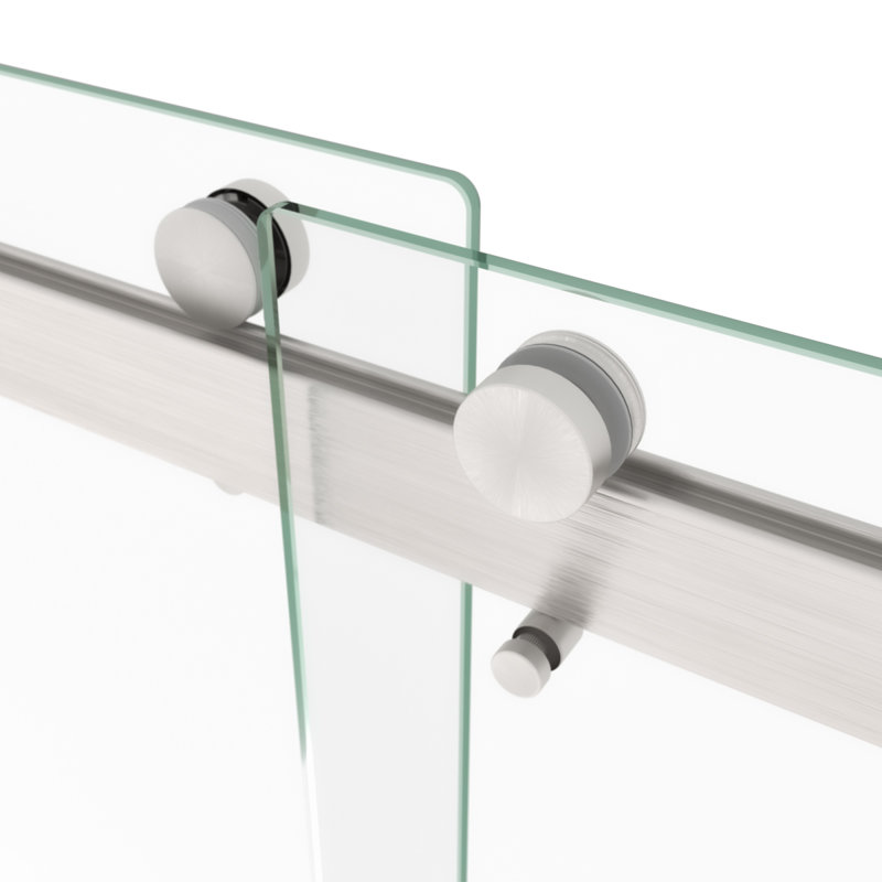 Porte de douche coulissante lisse en nickel brossé pour salle de bain moderne