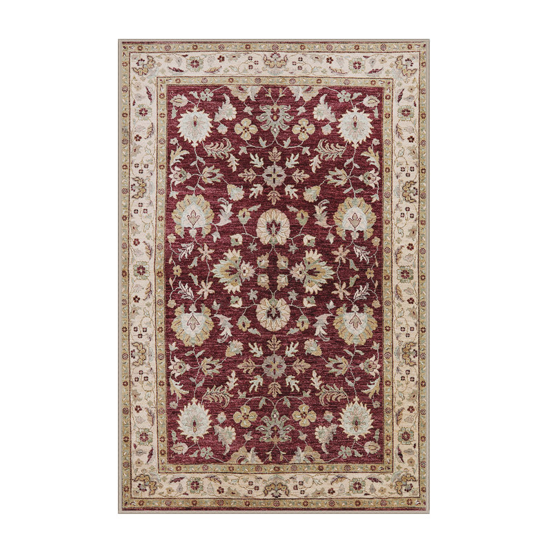 Tapis oriental ivoire / rouge Rôle, Rectangle 8 pi x 10 pi