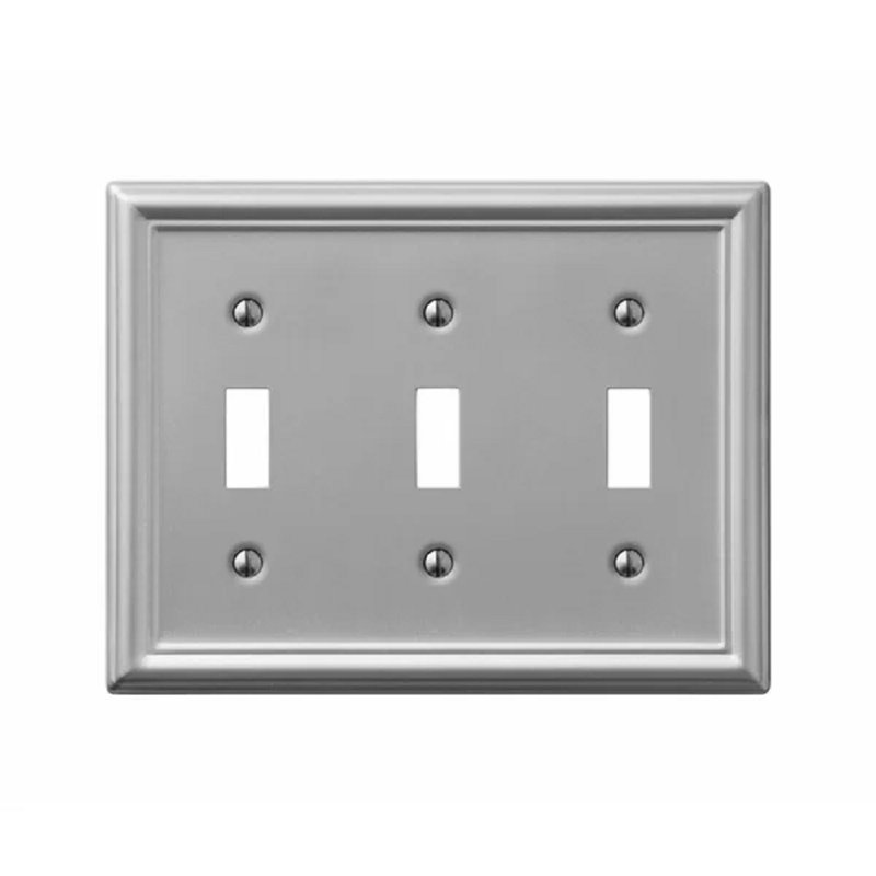 Brushed Nickel 3-Gang Steel Toggle Wall Plate