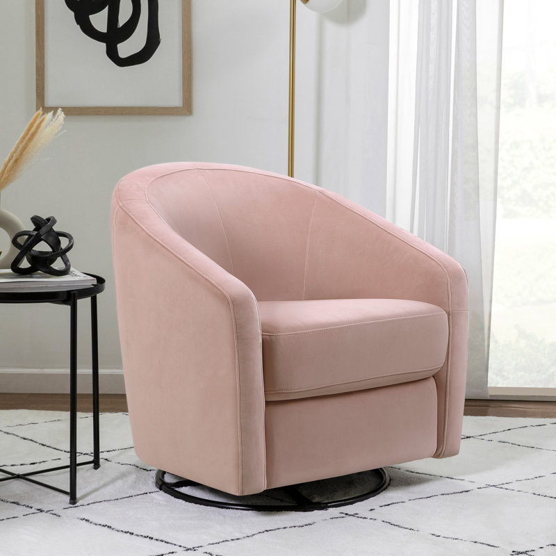 Madison Swivel Glider, Blush Pink Velvet, Black
