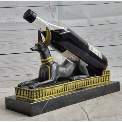 Egyptian Anubis Jackal Bust On Plinth Statue Sculpture Antique Bronze By Milo