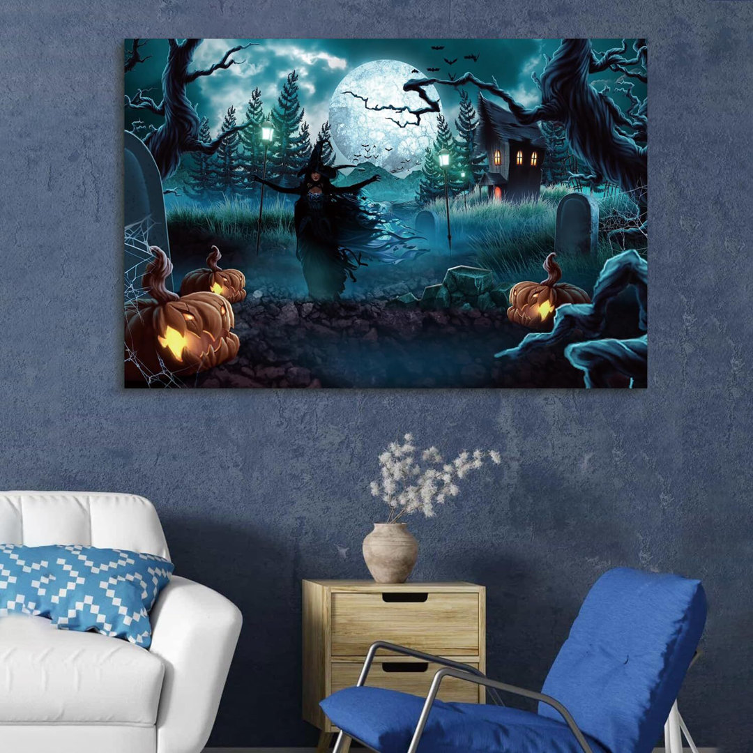 Letio " Halloween Witch Night " Painting Print The Holiday Aisle® 
