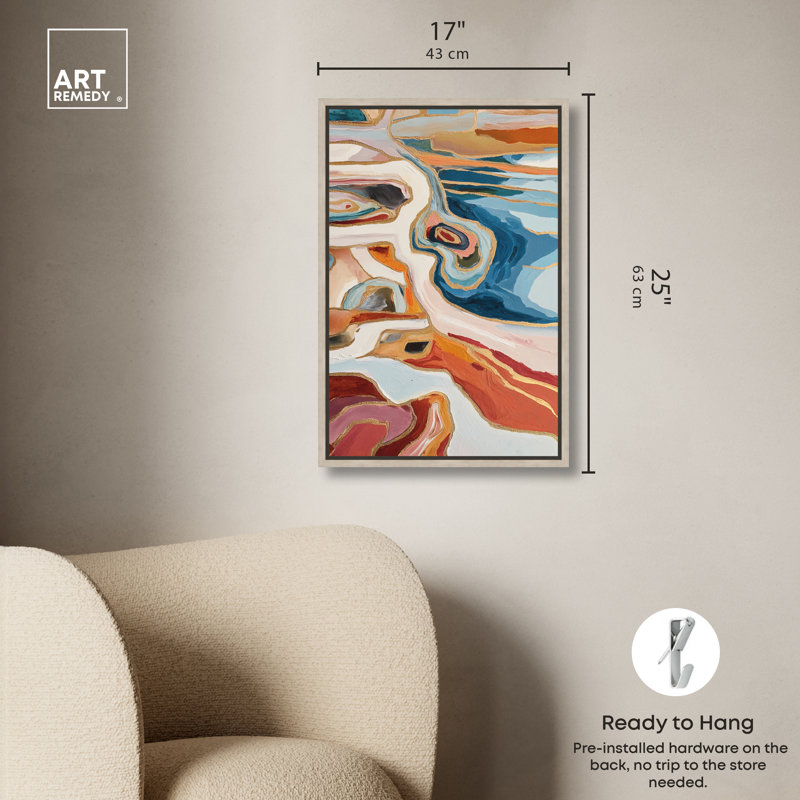 Décoration murale Agate Flow II, impression sur toile encadrée par Art Remedy, cadre blond, 16 x 24, 25"H x 17"W