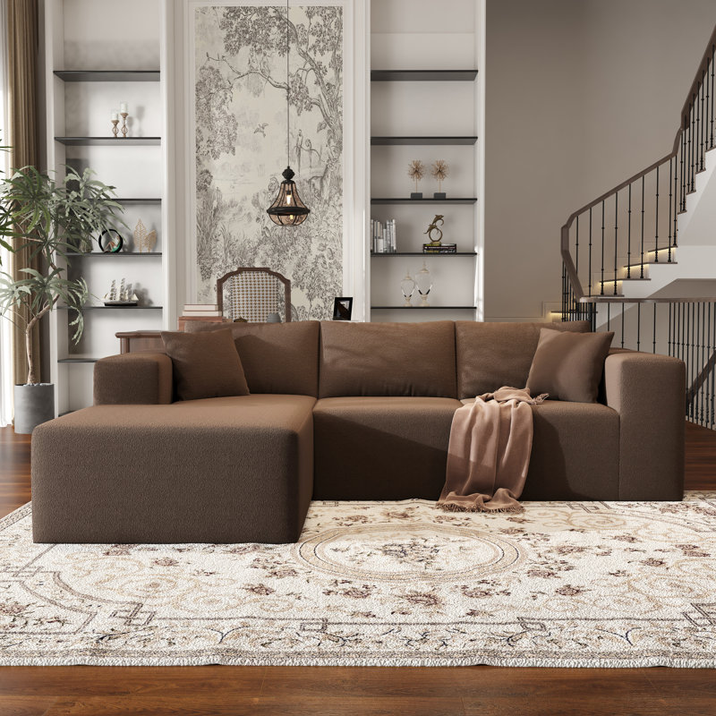 Boneless 108" Cloud Sectional Couch with L-Shape Chaise,4 Seat Modern Modular Sofa with Deep Seat, Upholstered Couches for Living Room Bedroom, with Oversized Chaise Waist Pillows,No Assembly Required