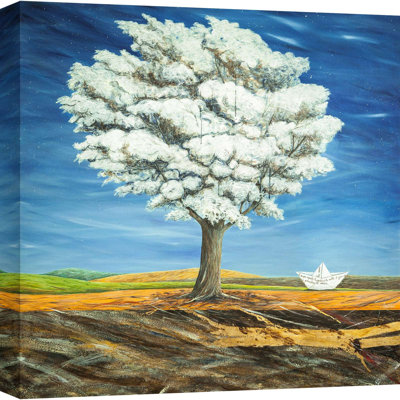 Fantastic landscape with tree 1 Piece Wrapped Canvas Wall Art