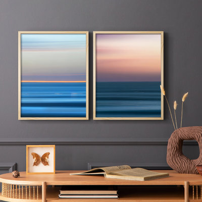 Coucher de soleil coucher de soleil III - reproduction encadrée de qualité supérieure - prête à être accrochée - aucun clou requis - aucun clou requis