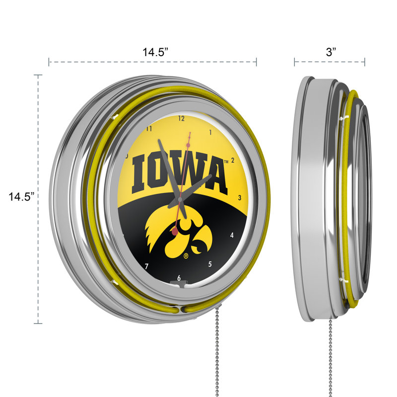 University of Iowa Logo Retro Neon Wall Clock