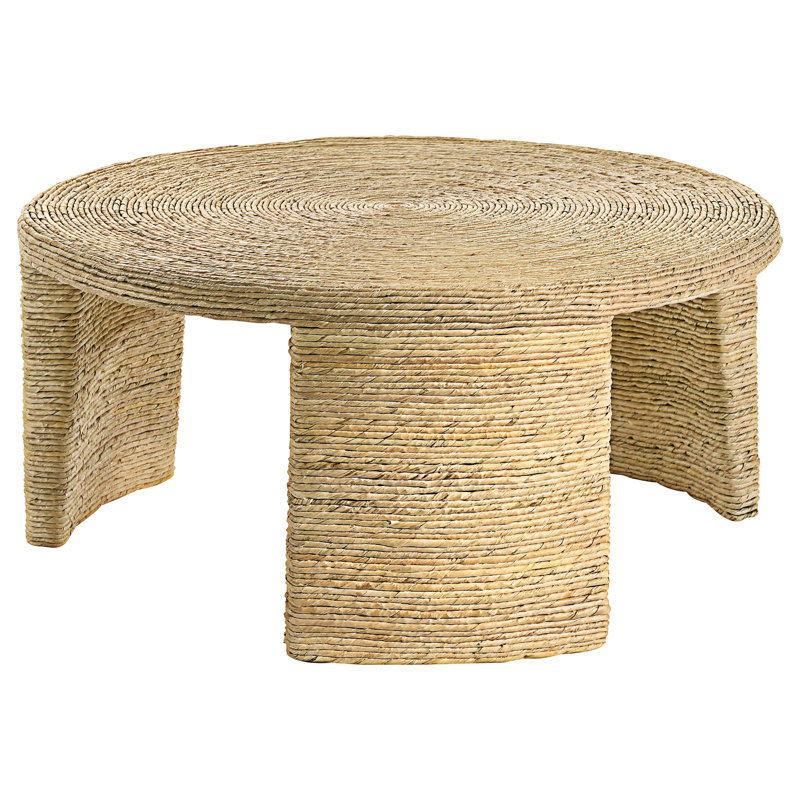Table basse ronde en rotin tissé