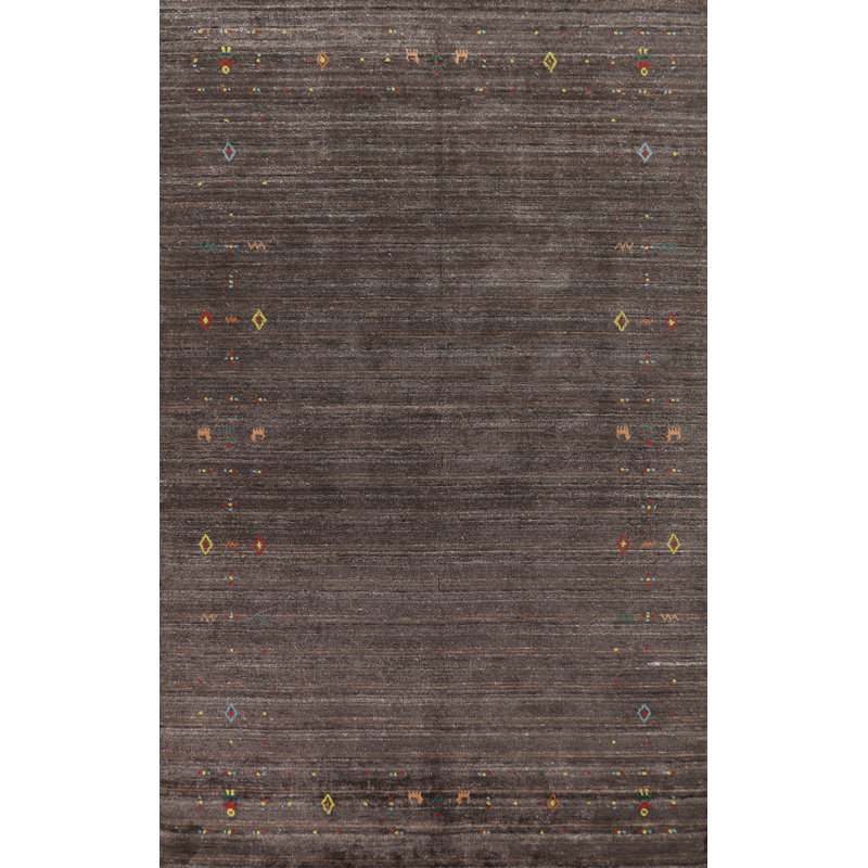 Dark Brown Gabbeh Oriental Area Rug 5x8