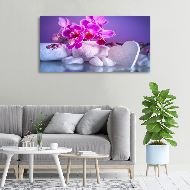 Orchid And Heart - No Frame Print, Canvas, 50cm H x 100cm W