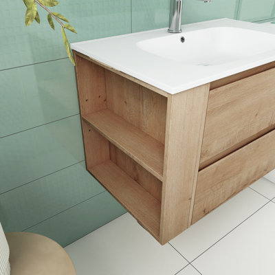 Meuble-lavabo mural simple 29,7 po avec plateau en résine Zyionna