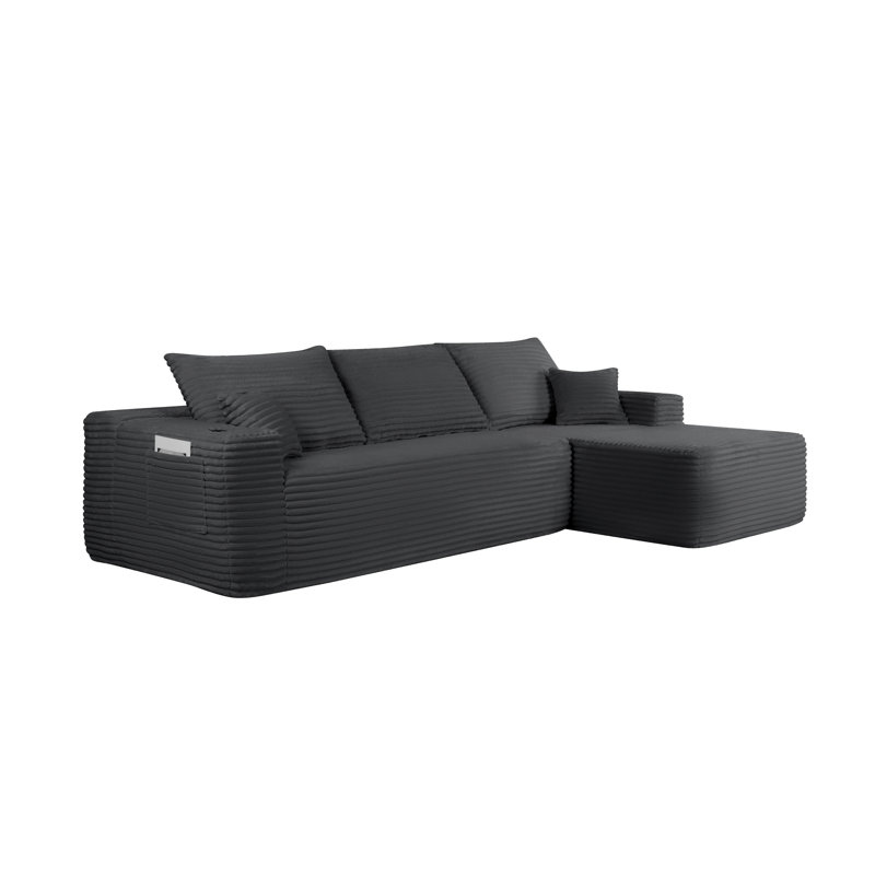 Compression Sectionals With Storage, 108 Inch Plush Modern Sofa For Home