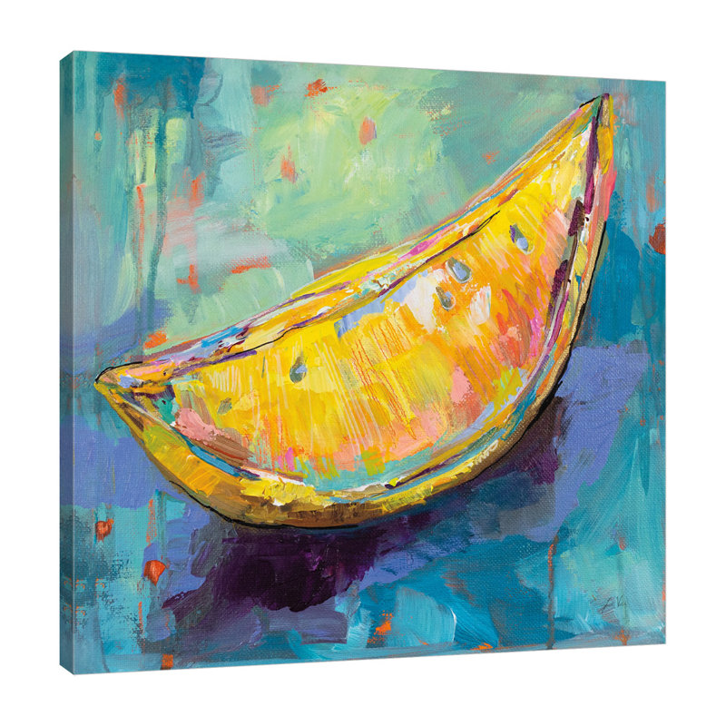 «Lemon Wedge» par Jeanette Vertentes - peinture sur toile tendue, H 24 po x l 24 po x P 1,5 po