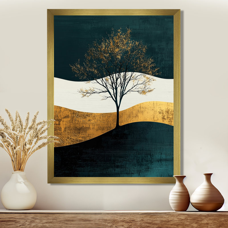Lamkin - Landscapes Wall Art Living Room, 32" H x 24" W, Single Picture Framed Print, Gold