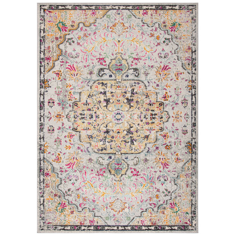 Felty Oriental Gray/Gold Area Rug, Rectangle 6' x 9'