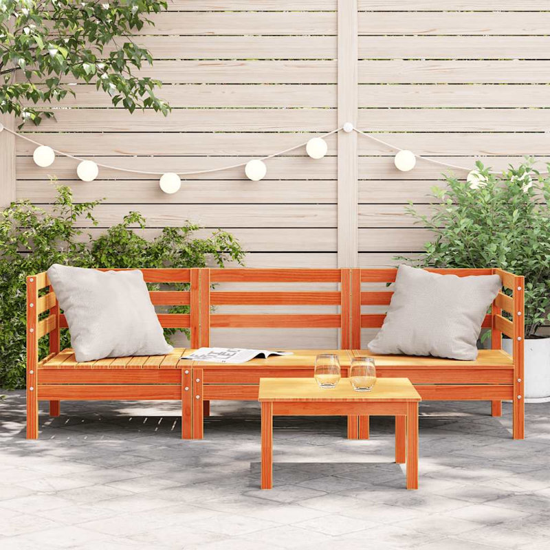 Giovanna 190.5cm Wide Wood Patio Sofa, Wax Brown