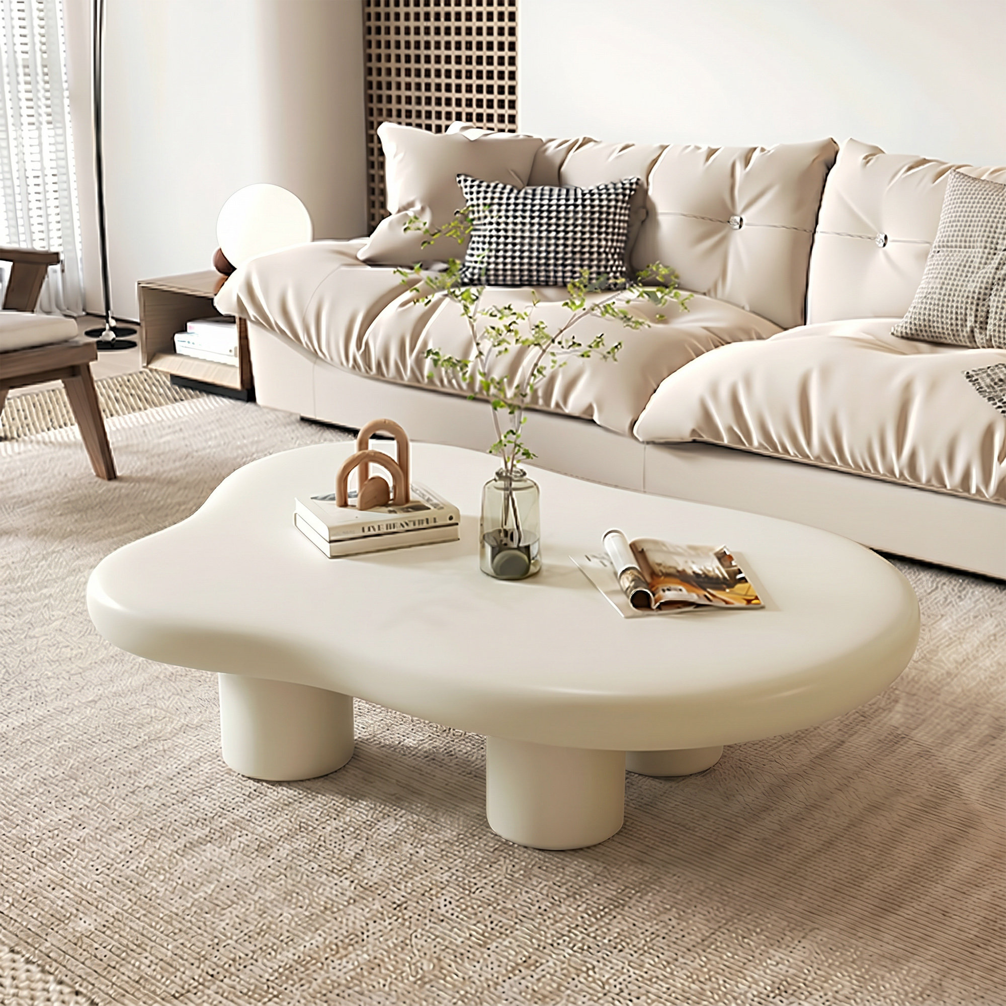 Allrich 48.4" Cloud Coffee Table, Beige