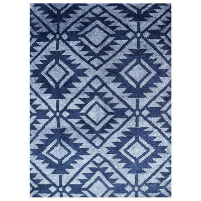 Premium Quality Contemporary Blue Hand Knotted Silk Rectangle Indoor Area Rug