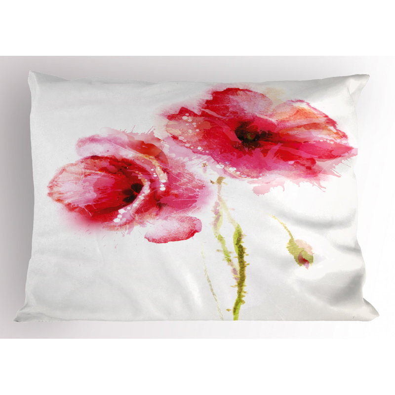 Red/White Polyester Microfiber Piece Sham, Twin
