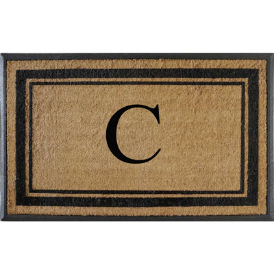 Tapis de porte en fibre de coco monogrammé l 30 po x L 48 po Butters