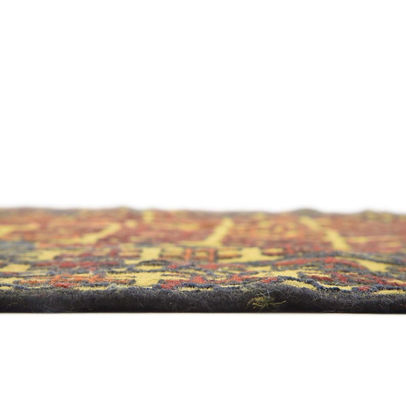 Tapis de la zone en laine brun/doré/rouge 4 pi 2 po x 6 pi "one-of-kind" -the main noué la Warminster
