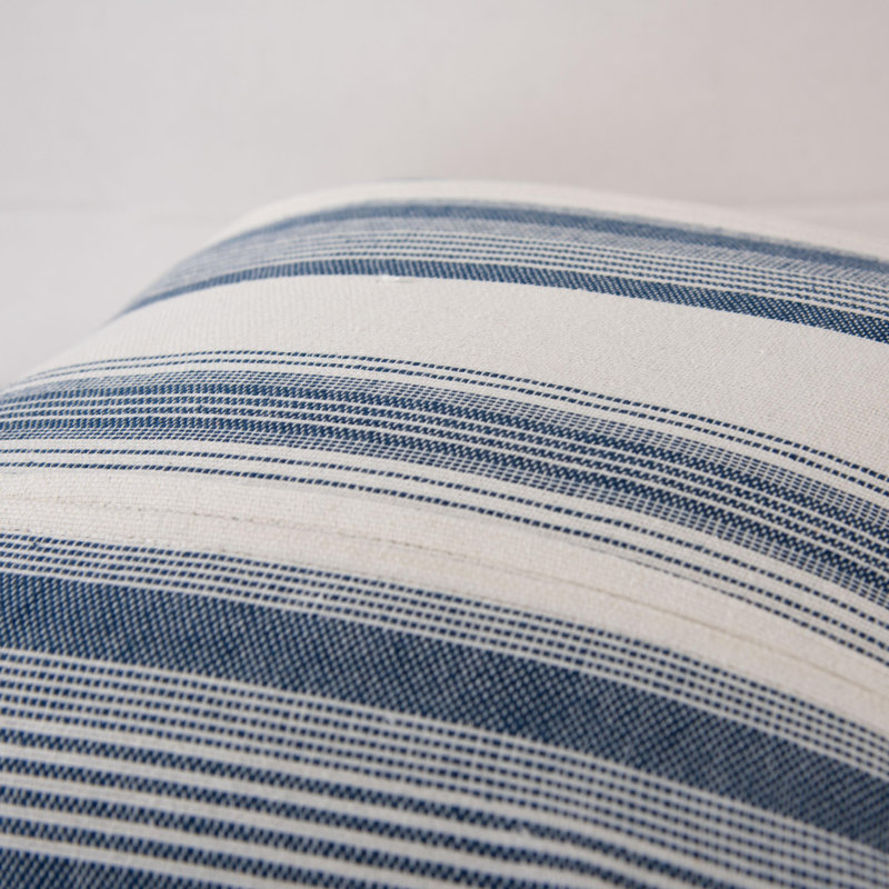 Cotton/Polyester Blend Down Filled Throw Pillow, Blue/White, Down Blend