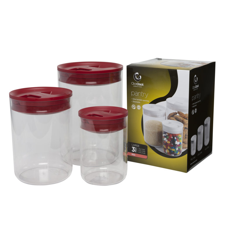 PANTRY ROND - COUVERCLE ROUGE - GRAND ENSEMBLE DE 3 (1 pte, 2,4 pte, 4,2 pte)