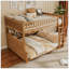 Lit double superposé au-dessus de grand lit double avec tablettes intégrées, lumières à changement de couleur et panneau perforé, brun-130092387