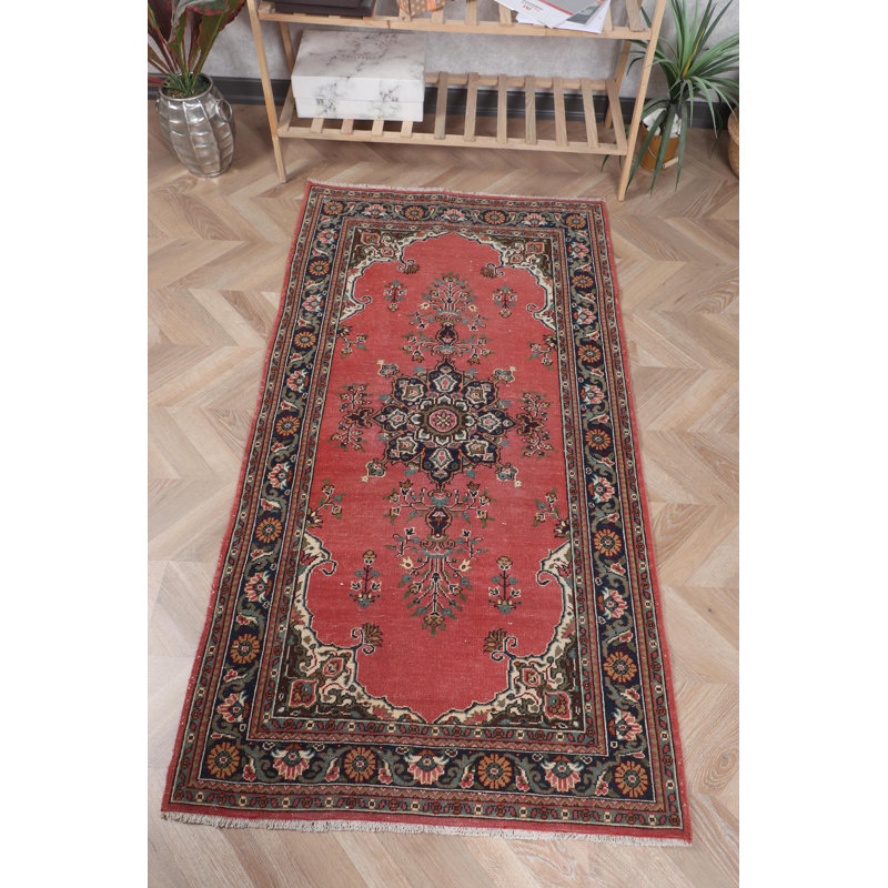 Tapis classique rouge turc Anatolian idéal pour les vestibules et les salons