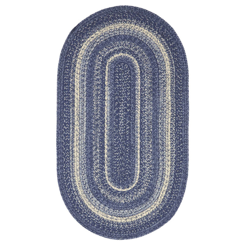 Tapis bleu / gris Birt Whistle, Ovale 2 pi 3 po x 4 pi
