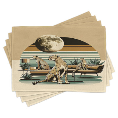 Polyester Camel And Pale Teal Rectangle Placemat