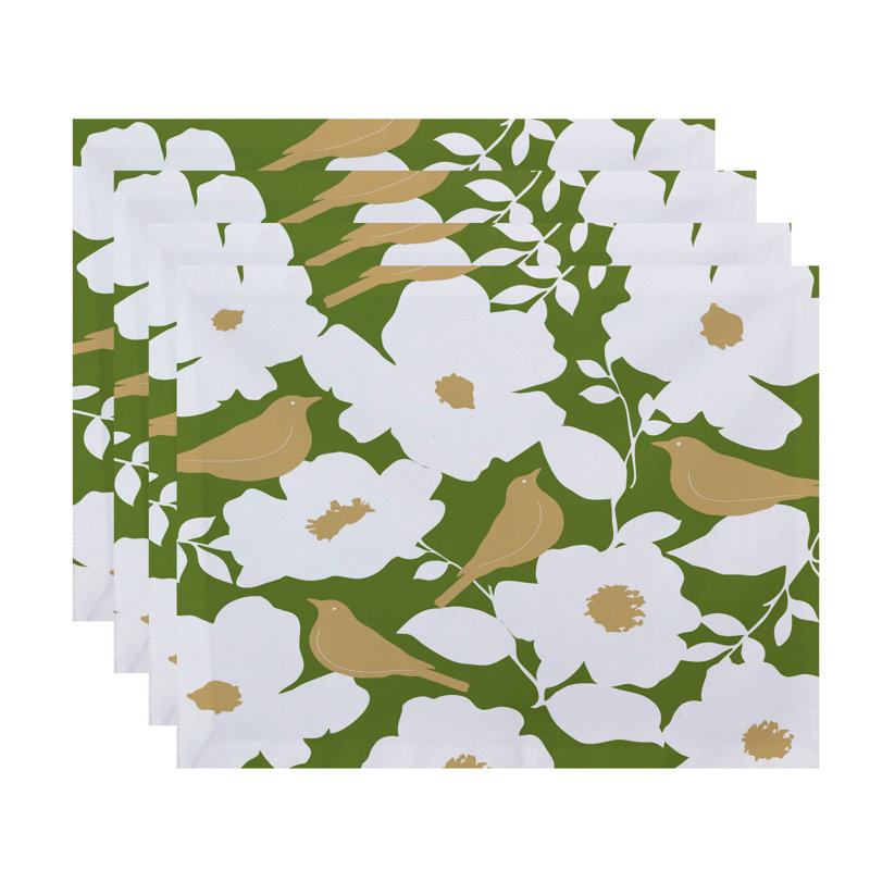 Ensemble de napperon de 4 pièces à motif floral Franca Modat, Vert