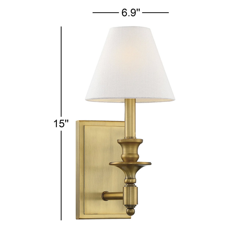 Applique murale 1 lumière Savoy House Washburn en laiton chaud, Laiton chaleureux