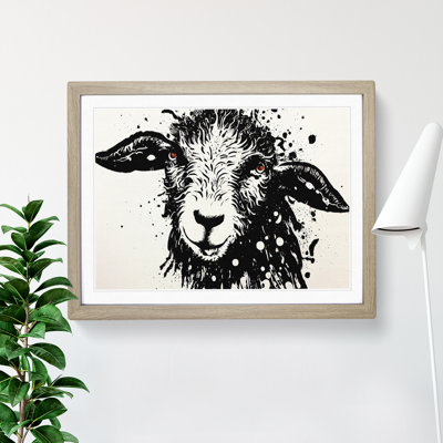 Sheep Paint Splatter Abstract - Framed Print