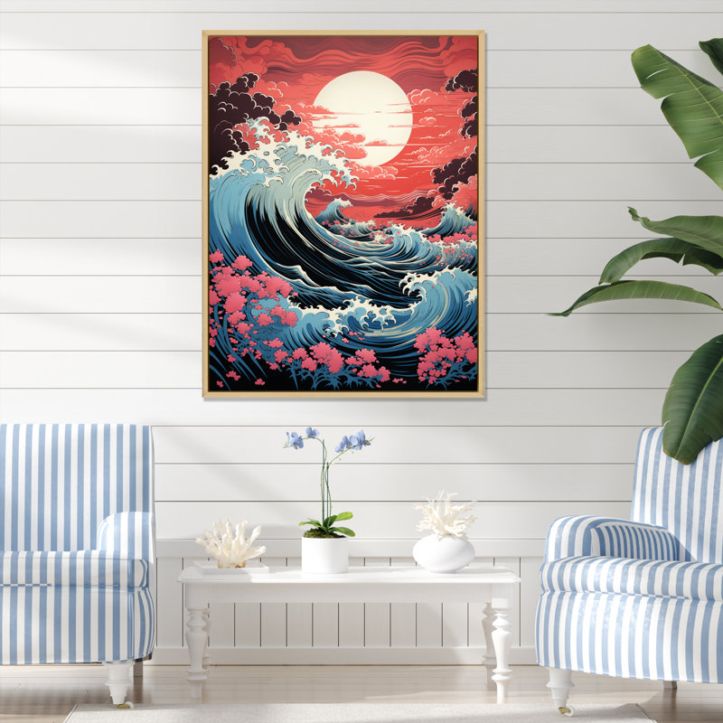 «Dramatic Ocean Waves VI», reproduction sur toile, Cadre naturel flottant, H 20 po x l 12 po x P 1 po