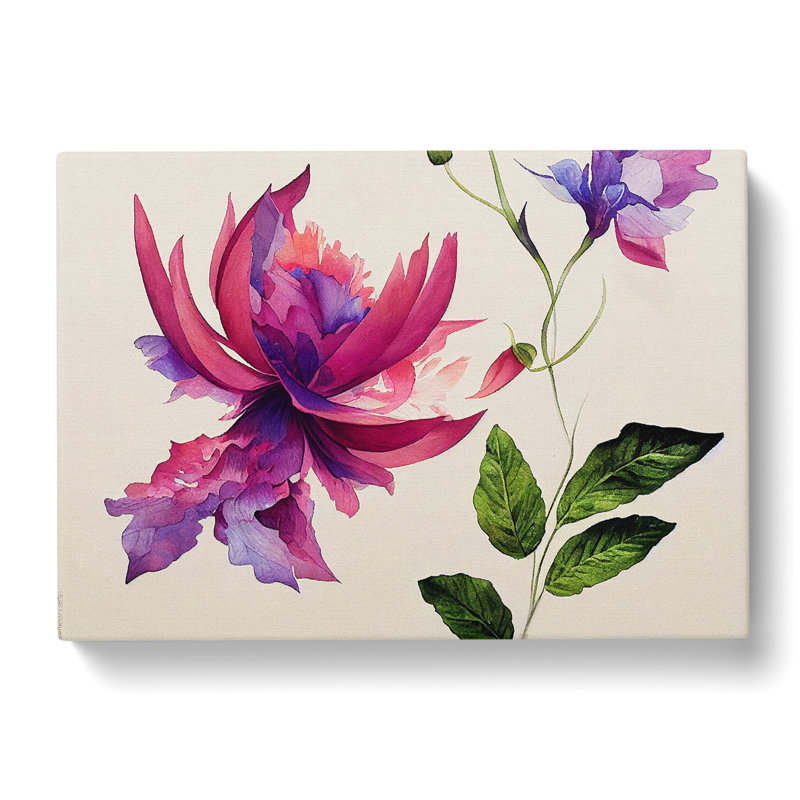 Captivating Watercolour Flower - Wrapped Canvas, 40cm H x 60cm W x 3cm D