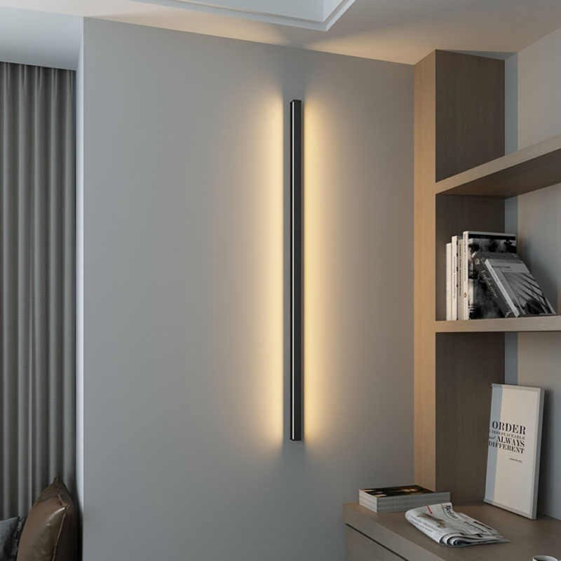 80-Inch Black Aluminum LED Wall Sconce with Smart Control