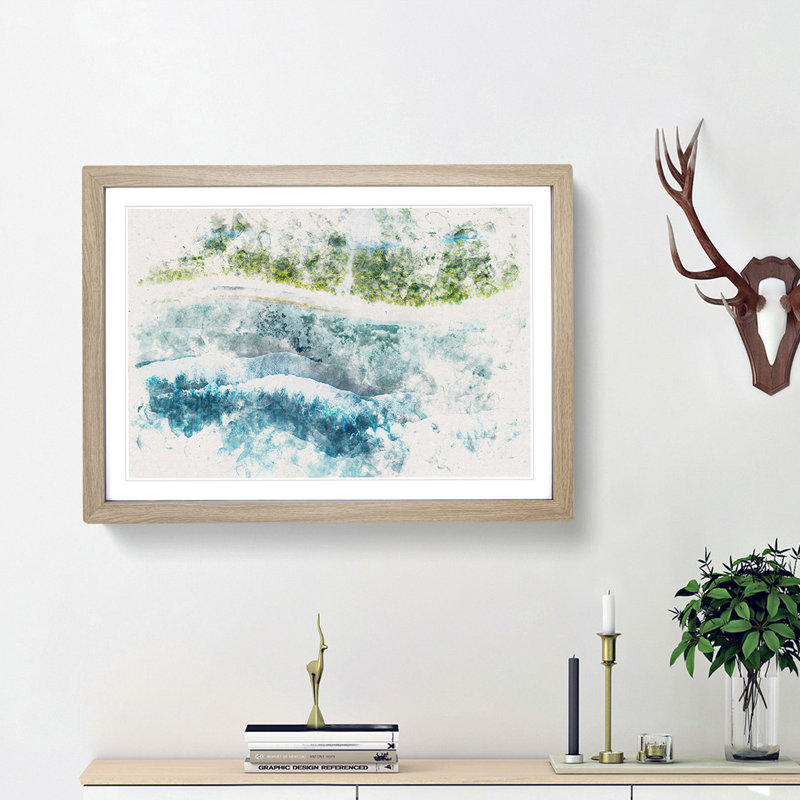 Over the Maldives - Framed Print, Oak Framed, 24cm H x 33cm W x 2cm D