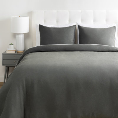 Ensemble de housse de couette réversible 3 pièces en lin pia