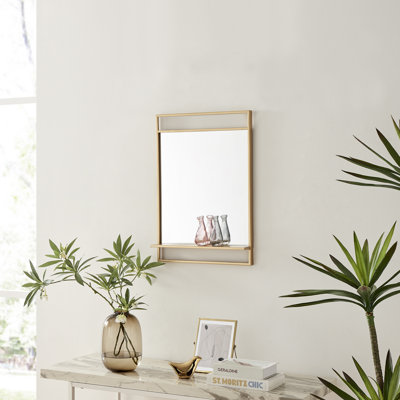 Montas Metal Frame Hallway Mirror with Storage Shelf - Bedroom Hollywood Mirror