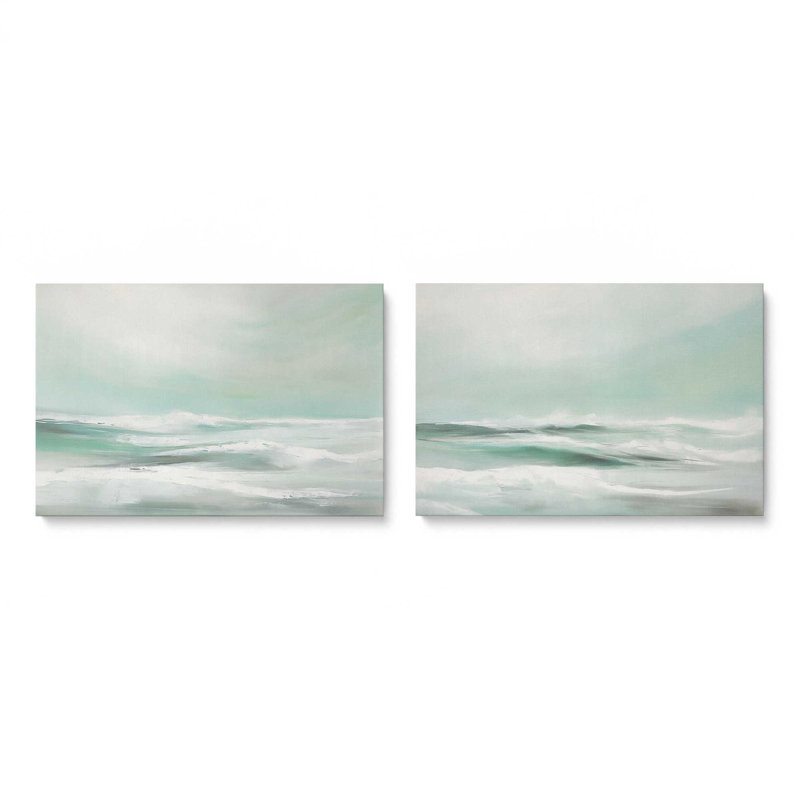 Serene Swells, ensemble de 2 toiles encadrées, H 12 po x l 36 po x P 1,25 po, Toile tendue